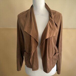 MAX STUDIO Faux Suede Swing Open Ruffle Jacket Size Medium